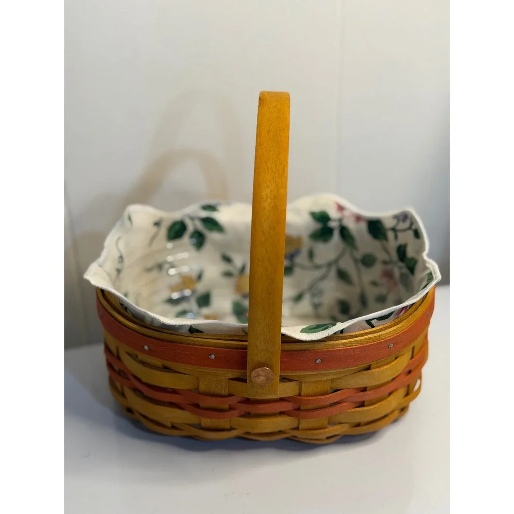 VTG Longaberger Basket Tea for Two 1999 Mother's Day Floral Liner Protector Set